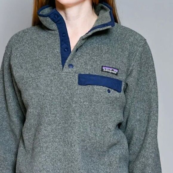 Patagonia Gray Navy Synchilla Pullover Womens Extra Small - Picture 15 of 16